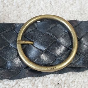 Guess Black and Gold Woven Belt